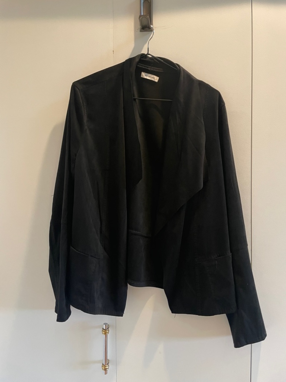 Max Studio Black Draped Open-Front Blazer